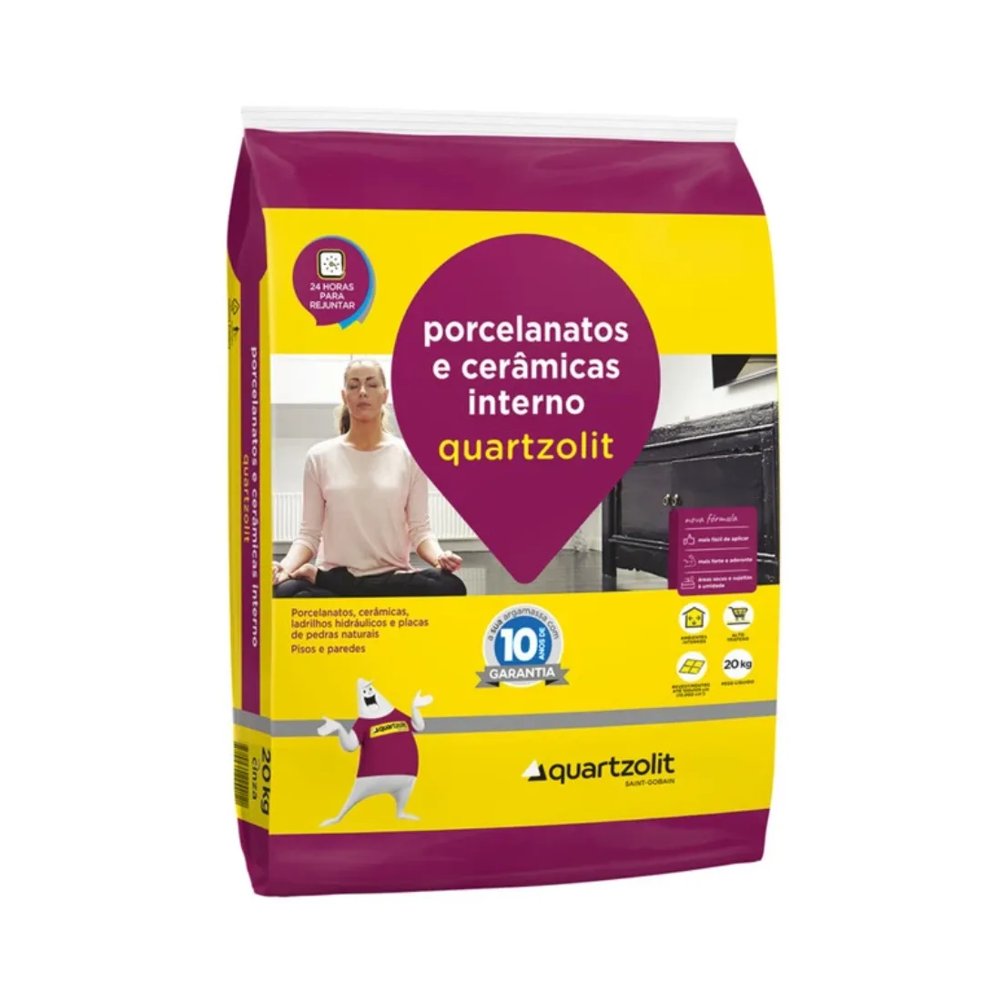 Argamassa Cinza Porcelanatos e Ceramicas Interno 20KG - Quartzolit